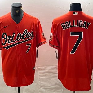 Men's Baltimore Orioles#7 Holliday Orange Nike Game Jersey