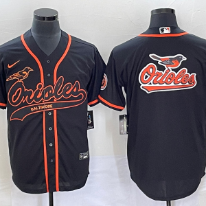 MLB Baltimore Orioles Black Team Big Logo Black Baseball Stitched Jersey