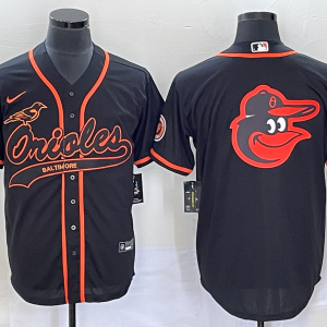 MLB Baltimore Orioles Black Team Big Logo Black Baseball Stitched Jersey