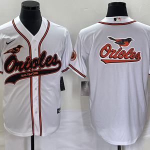 MLB Baltimore Orioles Orange Team Big Logo White Baseball Stitched Jersey