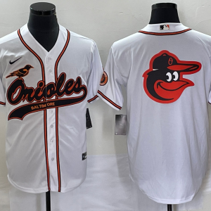 MLB Baltimore Orioles Orange Team Big Logo White Baseball Stitched Jersey