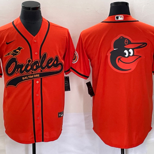 MLB Baltimore Orioles Orange Team Big Logo Orange Baseball Stitched Jersey