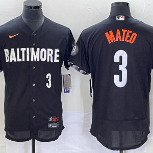 MLB Baltimore Orioles #3 Jorge Mateo Black 2023 City Connect Flex Base Elite Jersey