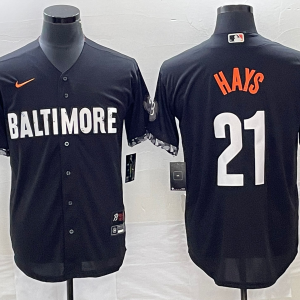 MLB Baltimore Orioles #21 Austin Hays Black 2023 City Connect Cool Base Stitched Jersey