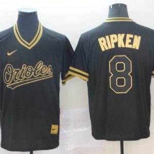 MLB Baltimore Orioles #8 Ripken Black Throwback Mens Jersey
