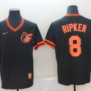 MLB Baltimore Orioles #8 Ripken Black Throwback Mens Jersey