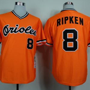 MLB Baltimore Orioles #8 Ripken Orange Throwback Jerseys