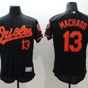 Majestic MLB Baltimore Orioles #13 Machadd Elite Black Jerseys