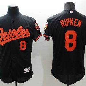 Majestic MLB Baltimore Orioles #8 Ripken Black Elite Jerseys