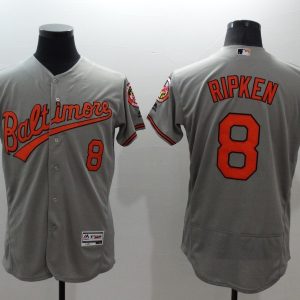 Majestic MLB Baltimore Orioles #8 Ripken Grey Elite Jerseys