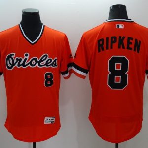 Majestics MLB Baltimore Orioles #8 Ripken Orange Pullover Elite Jersey