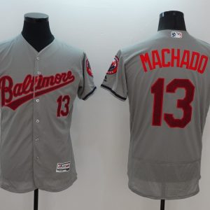 MLB Baltimore Orioles #13 Machado Grey Jersey