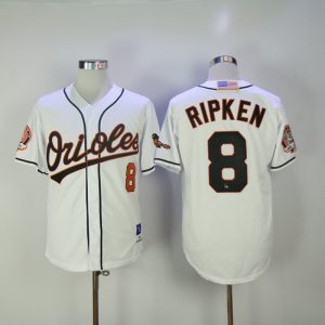 MLB Baltimore Orioles #8 Cal Ripken White Throwback jersey