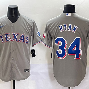 Men's Texas Rangers #34 Nolan Ryan Grey Champions  Nike Game Jersey