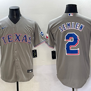 Men's Texas Rangers #2 Semien Grey Nike Game Jersey