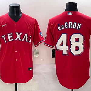 Men's Texas Rangers #48 Jacob DeGrom Red Nike Game Jersey