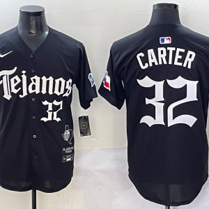 Men's Texas Rangers #32 Evan Carter Black Mexico Cool Base Stitched Baseball Jersey