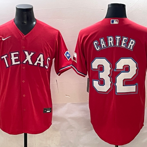 Men's Texas Rangers #32 Evan Carter Red Nike Game Jersey