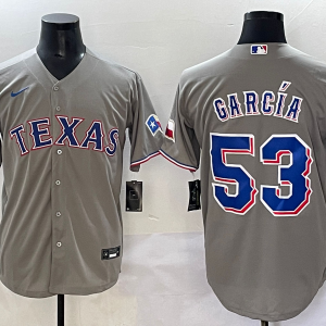 Men's Texas Rangers #53 Adolis Garc??a Grey Nike Game Jersey
