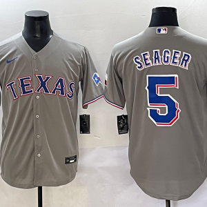 Men's Texas Rangers #5 Corey Seager Grey Nike Game Jersey