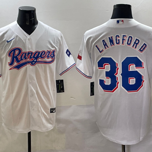 Men's Texas Rangers #36 Langford White Nike Game Jersey