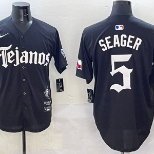 Men's Texas Rangers #5 Seager Black Mexico Cool Base Stitched Baseball Jersey