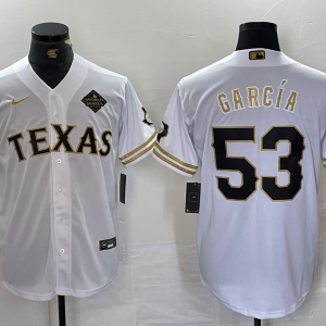 Men's Texas Rangers #53 Adolis Garc??a  Black Gold With Patch Cool Base Stitched Baseball jersey