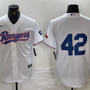 Men's Texas Rangers #42 Jackie Robinson White Stitched Baseball Jersey