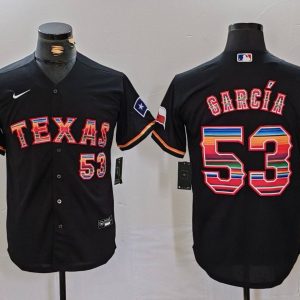 Men's Texas Rangers #53 Adolis Garc??a Black Mexico Cool Base Stitched Baseball Jersey