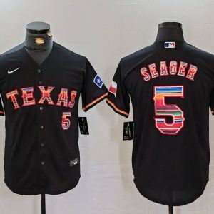 Men's Texas Rangers #5 Corey Seager Black Mexico Cool Base Stitched Baseball Jersey