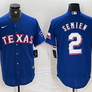 Men's Texas Rangers #2 Marcus Semien Blue Champions Nike Game Jersey