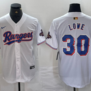 Men's Texas Rangers #30 Nathaniel Lowe White Champions  Nike Game Jersey