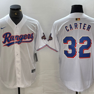 Men's Texas Rangers #32 Evan Carter White Champions  Nike Game Jersey