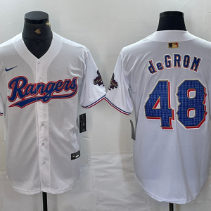 Men's Texas Rangers #48 Jacob DeGrom White Champions  Nike Game Jersey
