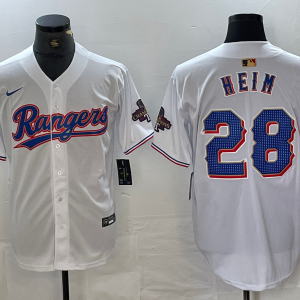 Men's Texas Rangers #28 Jonah Heim White Champions Nike Game Jersey