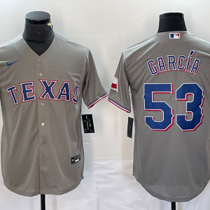 Men's Texas Rangers #53 Adolis Garc??a Grey Nike Game Jersey