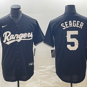 Men's Texas Rangers #5 Corey Seager Black Nike Game Jersey