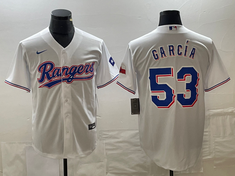 Men's Texas Rangers #53 Adolis Garc??a White Nike Game Jersey