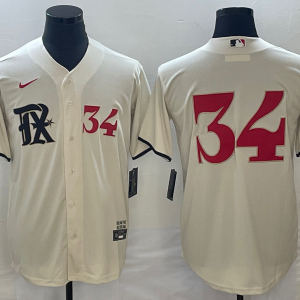 Men's Texas Rangers #34 Nolan Ryan Cream 2023 City Connect With Patch Stitched Jersey