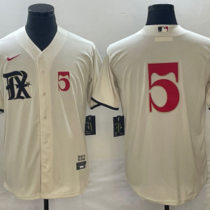 Men's Texas Rangers #5 Corey Seager Cream 2023 City Connect With Patch Stitched Jersey