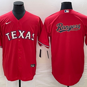 MLB Texas Rangers Red Team Big Logo Stitched Baseball Jersey Jersey
