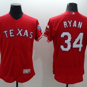 Majestic MLB Texas Rangers #34 Ryan Red Elite Jersey