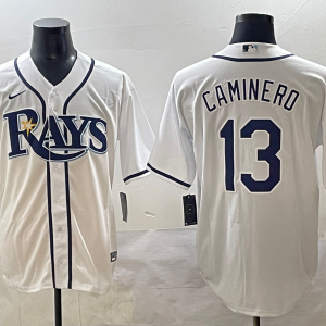 Men's Tampa Bay Rays #13 Junior Caminero White Game Nike Jersey