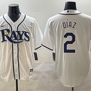 Men's Tampa Bay Rays #2 Yandy D??az White Game Nike Jersey