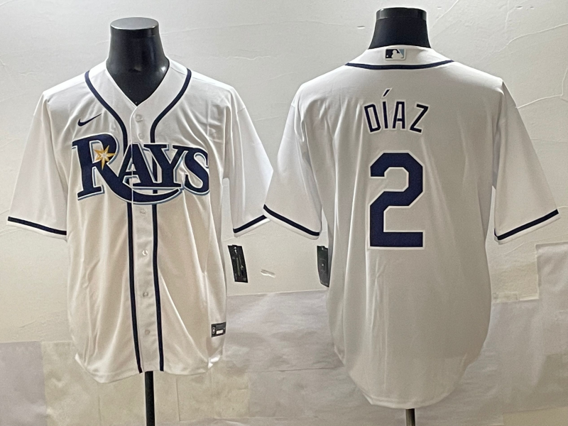 Men's Tampa Bay Rays #2 Yandy D??az White Game Nike Jersey