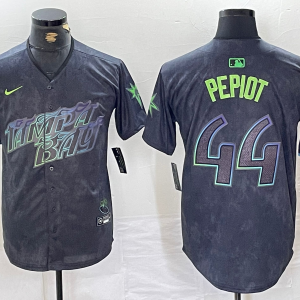 Men's Tampa Bay Rays #44 Ryan Pepiot Charcoal 2024 City Connect Limited Stitched Jersey