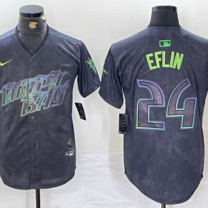 Men's Tampa Bay Rays #24 Zach Eflin Charcoal 2024 City Connect Limited Stitched Baseball Jersey