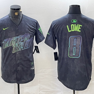Men's Tampa Bay Rays #8 Lowe Charcoal 2024 City Connect Limited Jersey