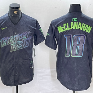 Men's Tampa Bay Rays #18 Shane McClanahan Charcoal 2024 City Connect Limited Jersey