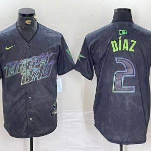 Men's Tampa Bay Rays #2 Yandy D??az Charcoal 2024 City Connect Limited Jersey